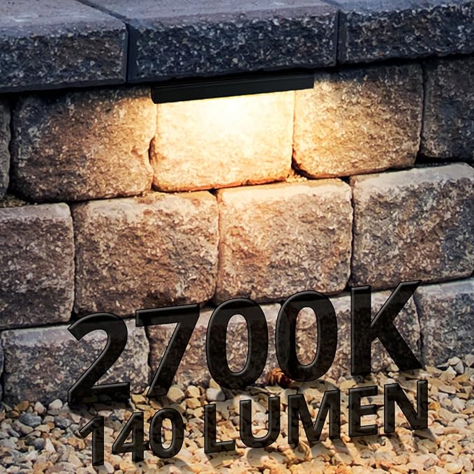 GKOLED 6.8 Inches Hardscape Lights, Low Voltage Retaining Wall Lighting with Frosted Lens, 12V AC/DC Paver Light with 1.5W 2700K LED Chips, Outdoor Landscape Step Lights, Die-cast Aluminum Housing