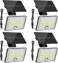 Mini Solar Lights Outdoor with Motion Sensor, 170-LED Solar Flood Lights Outdoor Dusk to Dawn with 16.5FT Cable, 3 Modes Solar LED Lights for Outside Waterproof IP65 for Patio, Yard, 4 Pack