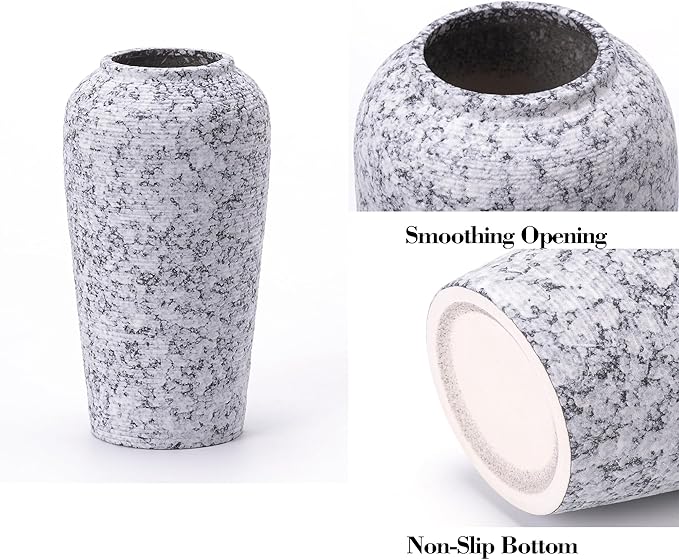 Stone Vase Set 3 Modern Decor Ceramic Vases Rustic Farmhouse Home Tea Table Office Room Desk Pottery