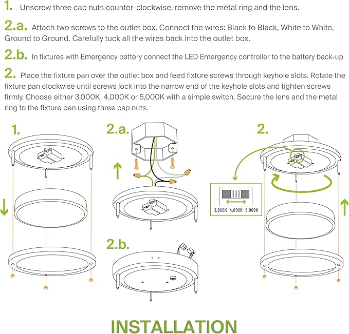 ASD LED 18" Round Flush Mount Lighting, Close to Ceiling Light Fixture | 3CCT, Dimmable, Energy Star, ETL Listed | 28W 2230LM 3000-5000K 120V | Low Profile Double Ring Lamp | Nickel, 4 Pack