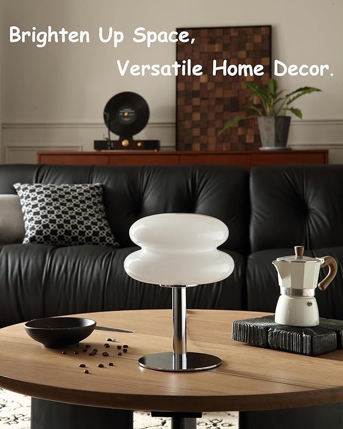 Mushroom Lamp Table Lamp for Night Stands,Mid Century Modern Desk Lamps for Bedroom, Vintage Dimmable Bedside Small Lamps, Cute Cool Home Room Aesthetic Decor for Living Room(White)