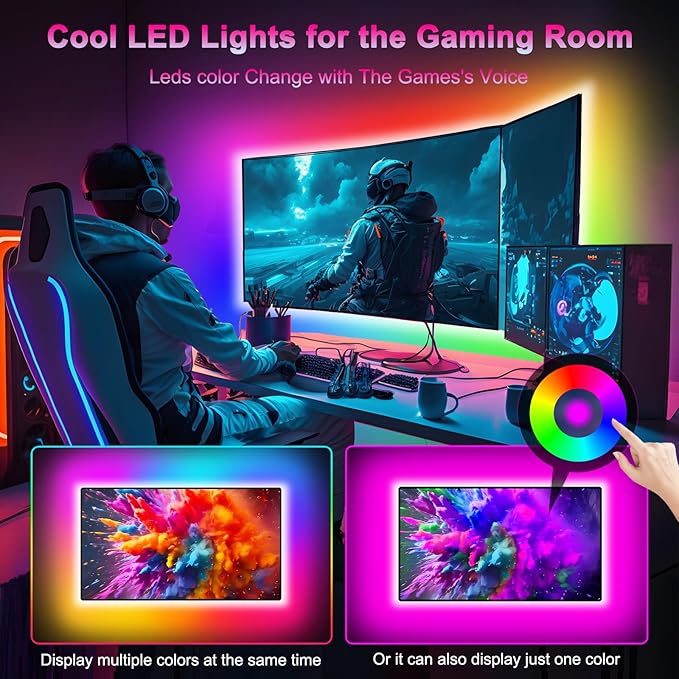 Daymeet RGB 9.84ft LED Strip Lights for 32-43in TV, Dreamcolor Music Sync TV Backlight Color Changing, APP Remote Control for Home Gaming Room & Xmas Decor