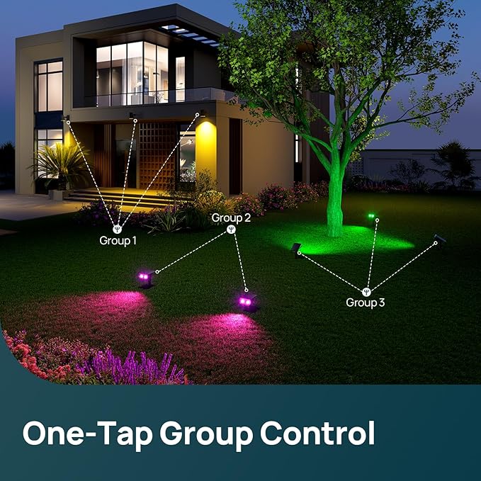Linkind Smart Solar Spot Lights Outdoor SL5C, Solar Lights Outdoor Spotlight Cool/Warm White/Color Changing, APP/Voice Control, IP67 Easter Decorations for Yard, Garden, Pathway(2 Pack)
