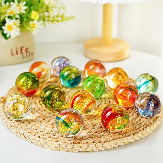 7 Chakra Crystals Spheres Sets 40mm Crystal Healing Ball with LED Wooden Stand for Meditation Night Light Decoration Balls for Home Office Christmas Decor Gifts