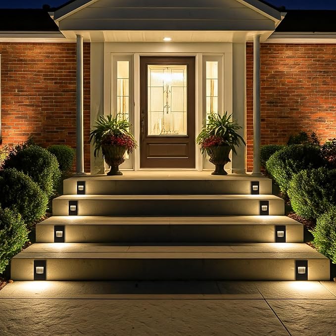 FTL Step Lights Outdoor Stair Lights Indoor LED, Dimmable 120V 3000K/4000K/5000K Color Changing 3.5W 150LM Deck Step Light Outdoor, Waterproof Black Light for Stair Vertical Aluminum, 4-Pack