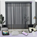 Graywind Motorized Vertical Blinds Compatible with Alexa Google Privacy Reversible Blackout Smart Vertical Blind Remote Control Track Slats Set for Sliding Glass Doors, Width Up to 157", Dark Grey