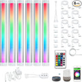 Smart Under Cabinet Lighting with Remote,RGB Cabinet Lights,Color Changing LED Strip Lights for PC,Kitchen Under Counter Lighting Plug in,Shelf Lights,LED Light Bar,Work with Alexa,Google,App,6pcs