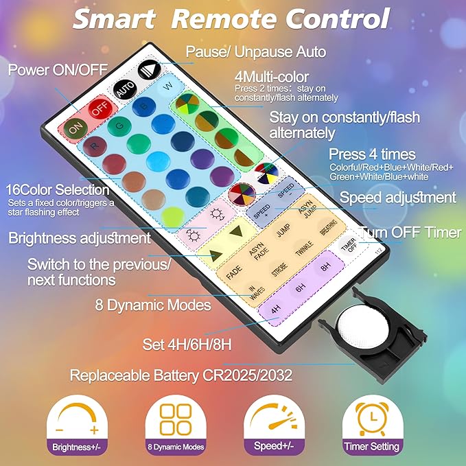 OMIKA Color Changing Indoor String Light USB Plug, 16.5ft 50 LEDs Crystal Globe Fairy Lights with Remote Timer Ambient Lighting for Girls Bedroom Home Xmas Halloween Party Decor (24 Colors)