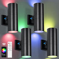 RGBCW Outdoor Wall Light 4 Pack, Smart Porch Light Dusk to Dawn Lighting with Remote Control, WiFi Outdoor Wall Sconce, Compatible with Alexa, Exterior Lights for House Porch Garage