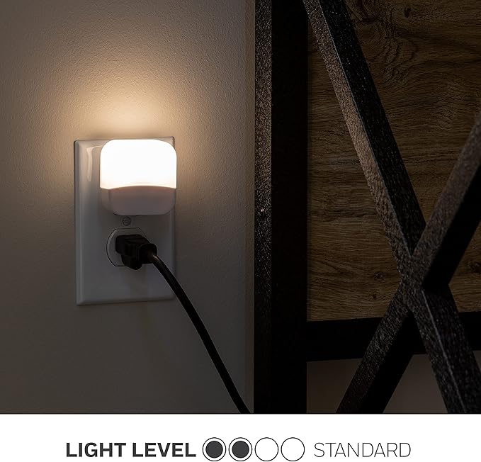 Lights by Night Plug In Night Light Bedroom Decor Apartment Essentials LED Lights Ambient Lighting Dusk to Dawn Sensor Nightlight Bathroom, Square 6 pack