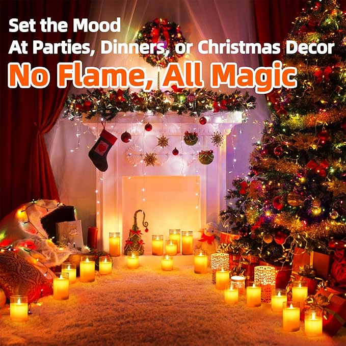 Flickering Flameless LED Candle Light with Remote Control, Rechargeable Battery, 4/6H Timer, Waterproof Design Tealight for Wedding, Christmas, Party Decor (5-8m Range)