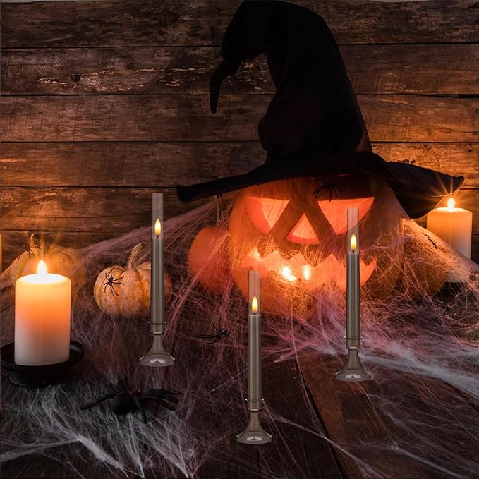Flameless Taper Candles with Remote and Timer, Battery Operated Window Candles, 6 Pack LED Acrylic Candlesticks with Holders for Home Decor, Christmas Window Decor
