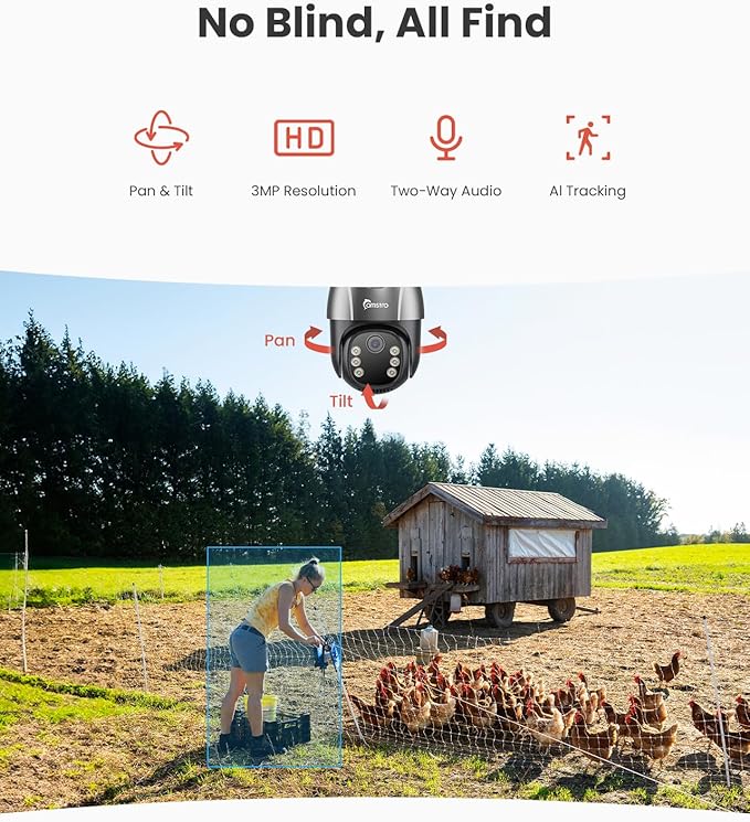 AOV 24/7 Continuous Recording Solar Security Camera Wireless Outdoor with 32GB Memory SD Card,4G LTE Cellular Camera with AI Tracking Detection, 360°Pan & Tilt Surveillance, IP66, No WiFi