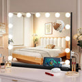 Vanity Makeup Mirror with Lights,Hollywood Vanity Mirror with 3 Color Modes,Lighted Vanity Mirror with Dimmable LED Bulbs &10X Magnification for Desk,Bedroom,Tabletop (Black, 22.8" x 18.1")