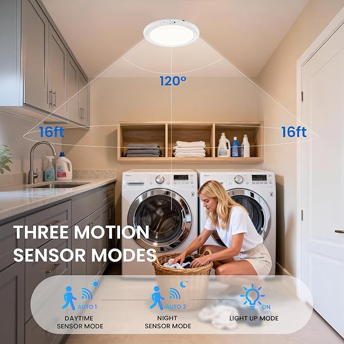 KINDEEP Rechargeable Motion Sensor Ceiling Light with Remote: Battery Operated Ceiling Light Wireless Indoor for Closets Shower, Closet, Stairs, Hallway, Pantry, 3 Color Temperatures Dimmable, 1Pack