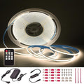 50ft 4000K DC 24V COB LED Strip Light ETL Listed, 0-100％ Brightness Dimmable Bright Warm White Led COB Strip Light, Led Strip Light for Stair, Cabinet, Room(Include AD/DC Adapter and Remote)