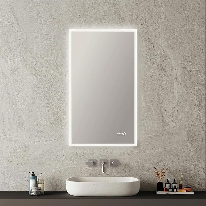 Blossom 21x36 LED Mirror for Bathroom | Backlit LED Vanity Mirror with Anti-Fog, Stepless Dimmable & 3 Color Temperature | Lighted Mirrors for Bathroom Wall | Smart Vanity Makeup Mirror with Lights