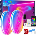 Cozylady 40Ft (20Ft *2 Rolls) RGB LED Neon Rope Lights for Bedroom, 12m LED Strip Lamp with Double Sided Adhesive Tape, App/Remote Control DIY Lights Decorate The Outdoor and Indoor of Your Home