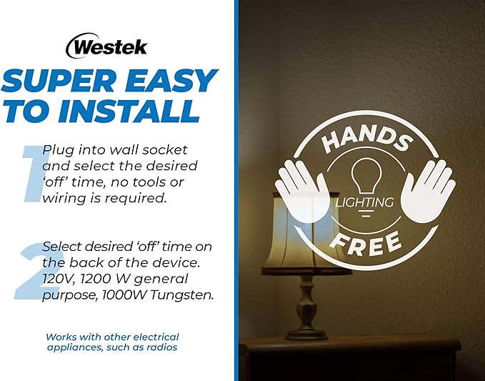 Westek Plug In Motion Sensor Outlet Light Control, 2 Pack - Indoor Motion Sensor Device Activates Lights When Motion is Detected - Ideal for Dark Hallways - 25ft Range, 6 Foot Cord (MLC12BC-4)