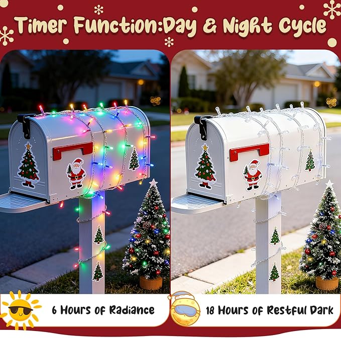 Christmas String Lights Outdoor Waterproof 9.8ft 30 LED, Muliticolor Fairy Lights Battery Operated with Timer Clear Wire for Indoor & Outdoor Christmas Decorations Garland Party Garden 2 Packs