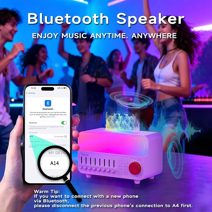 4-in-1 Sleep Sound Machine with White Noise & 8 Nature Sounds, Bluetooth Speaker, Night Light & Aroma Diffuser with Timer for Baby, Kids and Adults (White)