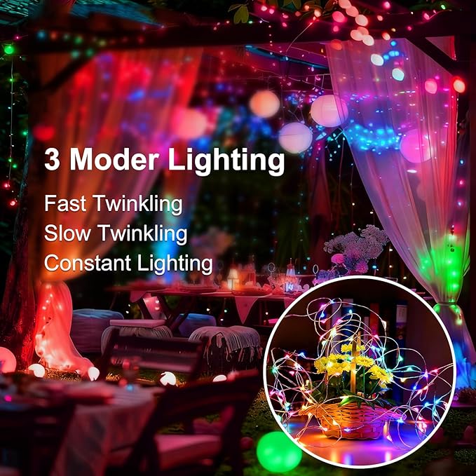 12Pack Fairy Lights Battery Operated, 7ft 20 LED 3 Modes Speed Twinkle Mini String Lights Waterproof Silver Wire Firefly Starry Lights for Mason Jars Wedding Party Christmas Easter Decorations