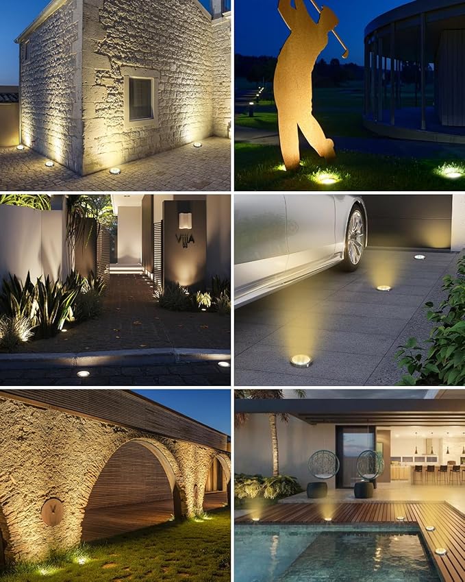 btfarm 1 Pack Solar Lights Outdoor, 8 LED Solar Ground Lights IP65 Waterproof Flat Solar Disc Light, Pathway Lights for Garden Lawn Patio Yard Path Landscape, Warm White