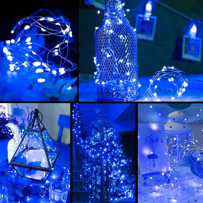 ZGWJ Fairy Lights Battery Operated, 8 Pack Blue Twinkle Mini String Lights 20 LED 7FT 3 Lighting Modes for Bedroom Decor, Easter, Halloween, Christmas, Party Wedding Indoor and Outdoor Decoration