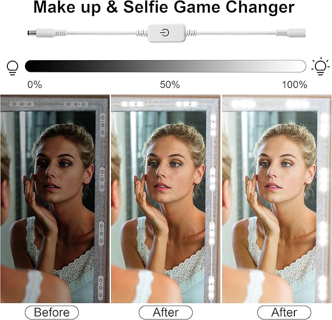 LPHUMEX Hollywood Glam Led Vanity Lights Kit, 14ft Dimmable Mirror Lights, Full Body & Bathroom Lighting, Plug in Floor Light with Power Supply (Mirror not Inlcuded)