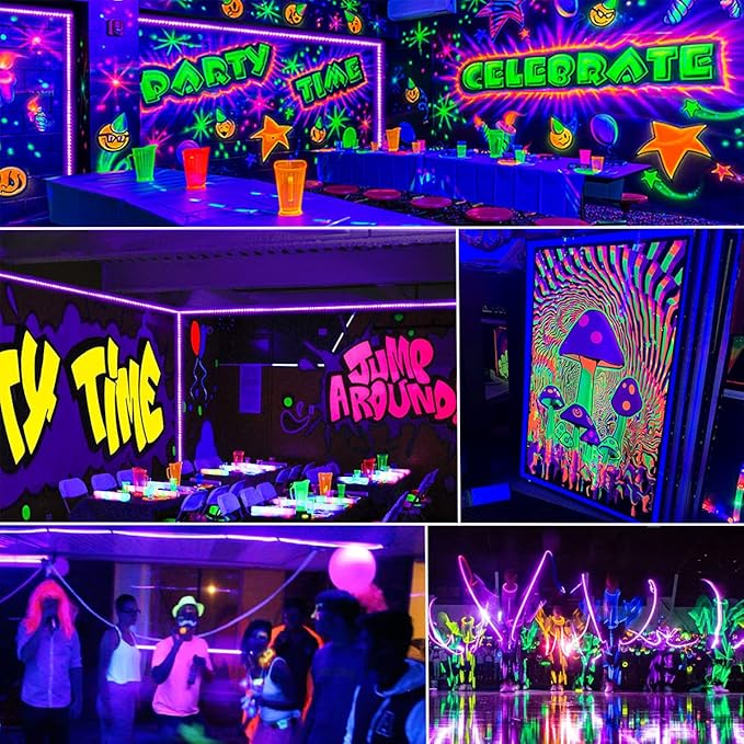 Ontesik Black Light Strip, 40ft/12m Flexible UV Black Light with LED kit, 720lamp Beads, 12V UV Light, Indoor Dance, Bedroom Decoration，Stage, Birthday, Wedding, Dark Party,not Waterproof