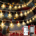 Star String Lights Plug in,33ft 100LED Fairy Lights with Remote, Hanging Star Decorations Lights Waterproof for Indoor Outdoor Bedroom Classroom Dorm Kids Tent Party Decor,Warm White