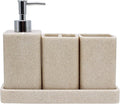 YMXYJM Bathroom Accessories Set, 4 Pcs Bathroom Accessory Set, Soap Dispenser, Toothbrush Holder, Qtip Holder Set, Bathroom Sets Complete, Bathroom Sink Set for Modern Home, Beige