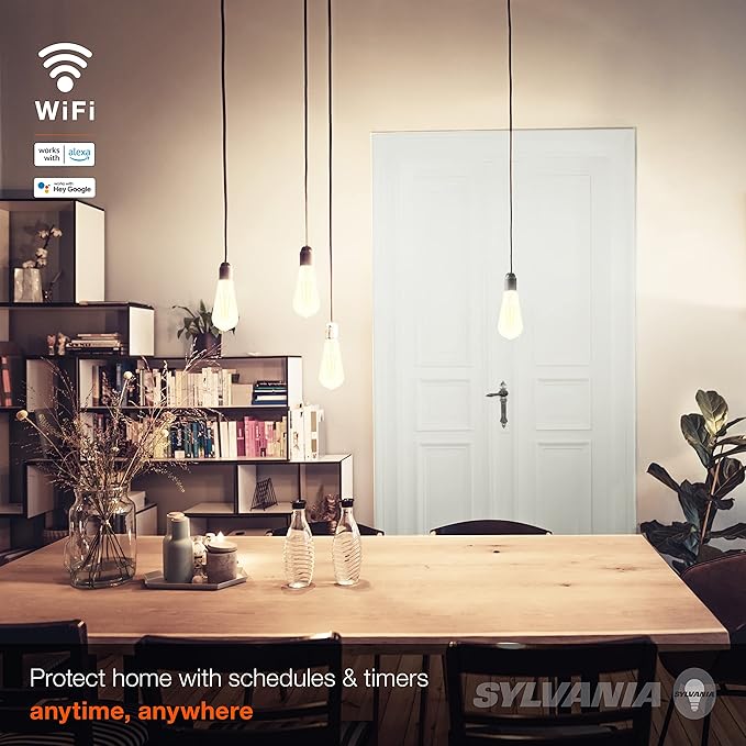 Sylvania WiFi LED Smart ST19 Light Bulb, 5W Efficient with Filament, for Alexa/Google Assistant, Energy Star, Clear, 2700K, Soft White - 1 Pack (75799)