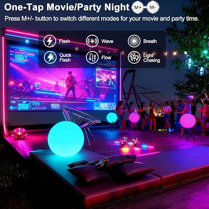 Lightdot 12-Inch RGB+CW Smart Globe Floor Lamp, Corner LED Ball Light with Remote Control, 10W 2700K-6500K Multiple Color Changing, Waterproof Glowing Orb Light for Indoor Outdoor Lighting Decors