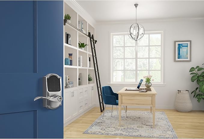 Schlage Encode Smart Wi-Fi Lock with Lever Handle, Touchscreen Keypad, Keyless Entry Door Lock, App Control, Alexa, Google Home and Airbnb Compatible, Bright Chrome, FE789WB CAM 625 Acc