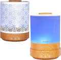 BlueHills Premium 2500 ML Set of 2 Extra Large Essential Oils Diffusers for Big Rooms High Mist Output XL Huge Capacity Adjustable Cool Mist Great Gift – Wood Grain and a Design
