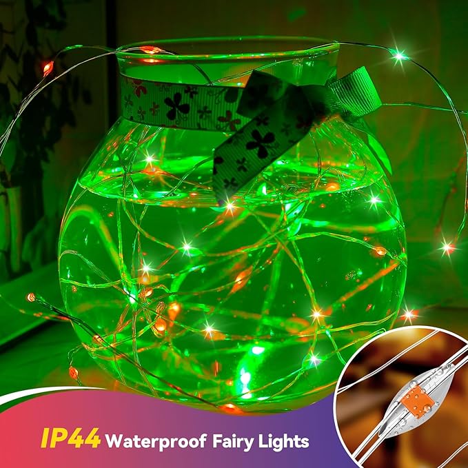 4 Pack 240LED Christmas Fairy Lights Battery Operated - 20FT Twinkle Lights with 2 Lighting Modes Indoor Outdoor, Waterproof Led Fairy Lights for Bedroom, Classroom, Dorm, DIY Decor, Red & Green