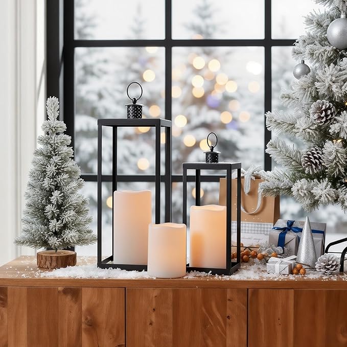 Raycare Outdoor Waterproof Flameless Candles-Auto Light Sensor Dusk to Dawn, Flickering LED Candle, Battery Operated Electric Fake Pillar Candle for Garden, Porch, Patio, Lantern Decor, (D3"xH4"5"6")