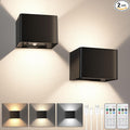 Motion Sensor Wall Light with Remote Control, Rechargeable Battery Operated Wall Sconce with 3 Colors, Wireless Magnetic Wall Lamp, LED Indoor Up and Down Wall Mount Light, Black, 2-Pack