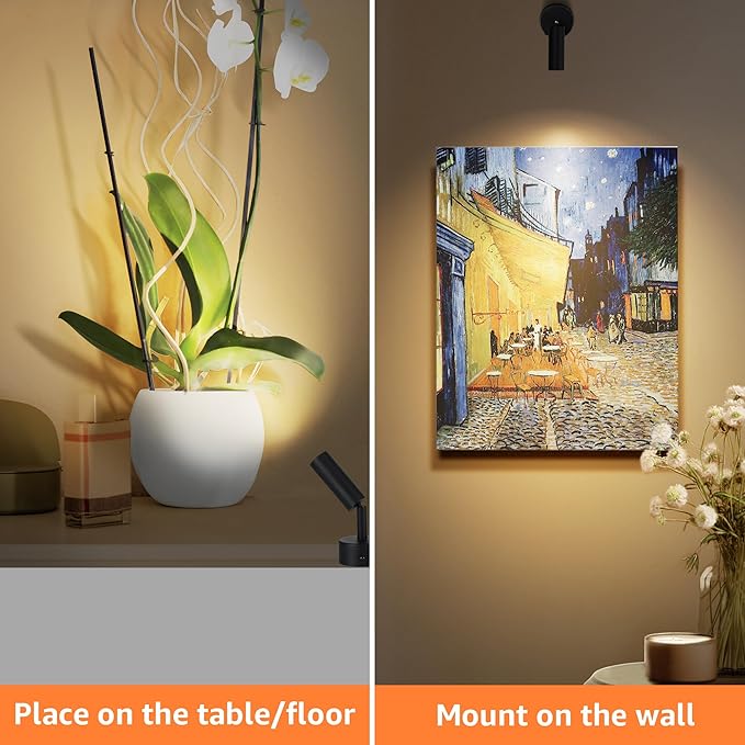 2 Pack Dimmable LED Uplights Indoor, 3000K/4000K/5000K Adjustable Spot Lights Indoor for Plants, Pictures, Artwork with 10 FT Plug Cord