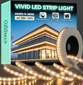 GZBtech AC 110-120V LED Strip Lighting 16.4FT/5M, 2800K Warm White IP65 Waterproof Outdoor Strip Lights, 60LEDs/M SMD2835 Cuttable & Connectable LED Rope Light for Indoor Outside Exterior, ETL Listed