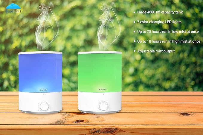BlueHills Premium Set of Two Large 2500 ML and 4000 ML XL Essential Oil Diffusers Humidifier Combo for Large Room Home with Décor LED Lights Great Gift – Value Pack of White
