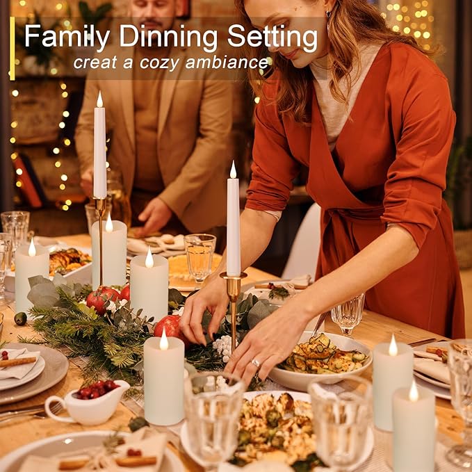 Flickering Flameless Candles with 3D Moving Flame, 6 Pack Battery Operated Candles with Remote Timer, 2" x 4" Ivory Real Wax Pillar Electric LED Candle for Wedding Party