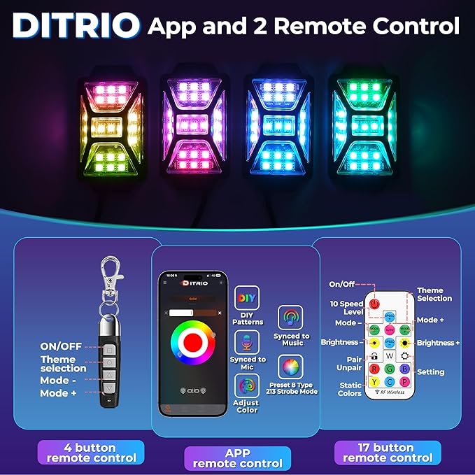 12PCS 12V-72V Golf Cart Lights, RGB Led Underglow Light Kit with 2 Remotes and App Control, Voltage Converter, Waterproof, Sound Active, Battery Drain Protect Kill Switch Golf Cart Underglow Lights
