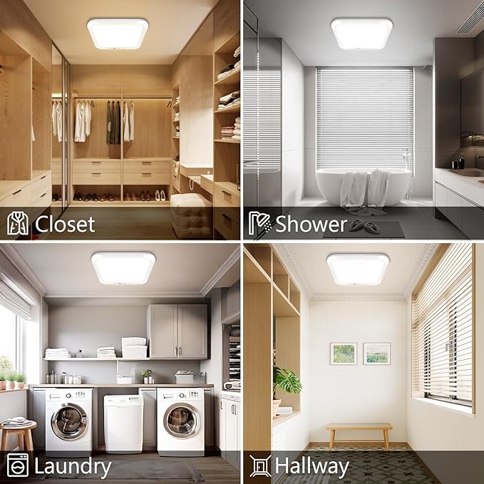 Rechargeable Motion Sensor Closet Light with Remote, Wireless Shower Lights for Inside Shower, Battery Powered Closet Light Magnetic, LED Shower Light No Wiring for Bathroom, Shower, Closet, Porch