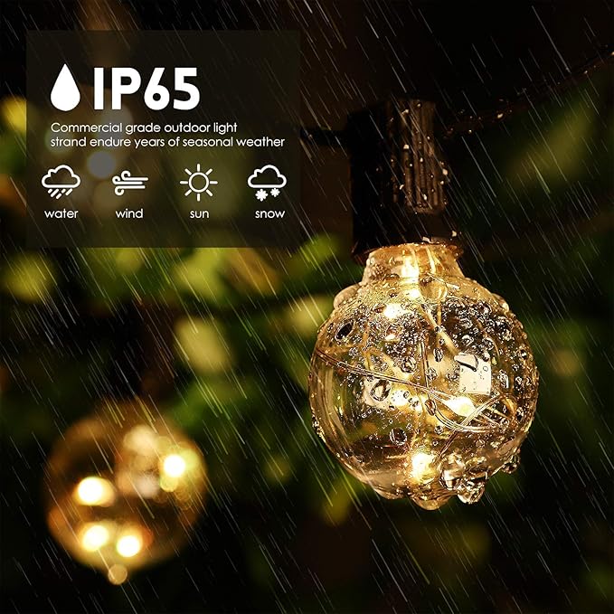 30FT LED Outdoor String Lights, G40 Globe Patio Lights with 24 Colors Color Changing and 128 Modes, Dimmable Waterproof Connectable Outdoor Light for Outside Backyard Porch Balcony Party Decoration