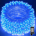 LAMPHOME 99FT 300 LED Blue Christmas Lights,16 Modes Connectable Fairy String Lights, Plug in Indoor Outdoor Blue Lights for Xmas Tree, Party, Garden, Hanukkah, Independence Day Patriotic Patio Decor