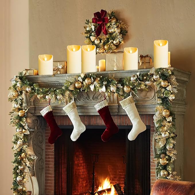 YIWER Plastic Flameless LED Candles,9PCS Battery Operated Candle with Remote Fake Electronic Flickering Light Large Pillar D3”H4”(10.2) 5”6”Durable Use