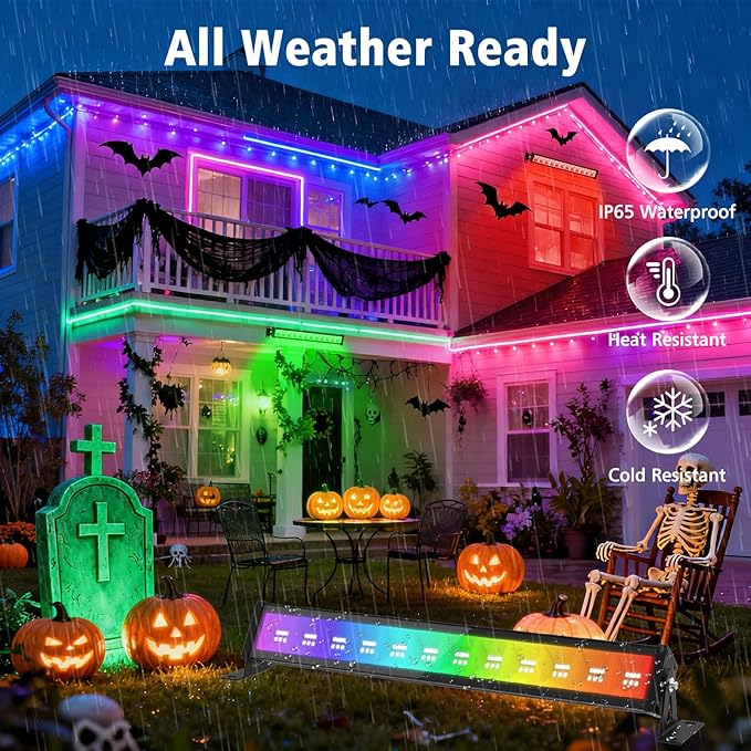T-SUN RGBCW Wall Washer Lights 4 Pack 50W Stage Wash Light Bar Smart APP & Remote Control Music Sync Memory Timing Color Changing Wash Light for Stage Birthday Party Wedding Outdoor Indoor