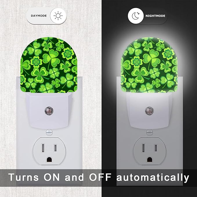 Clover Leaf Night Light,Lucky Green St. Patrick's Day Night Lights Plug into Wall, Dusk to Dawn Sensor LED Lamp 0.5W for Boys/Girls/Women/Men Decorations Room 0.5W Sleep Friendly
